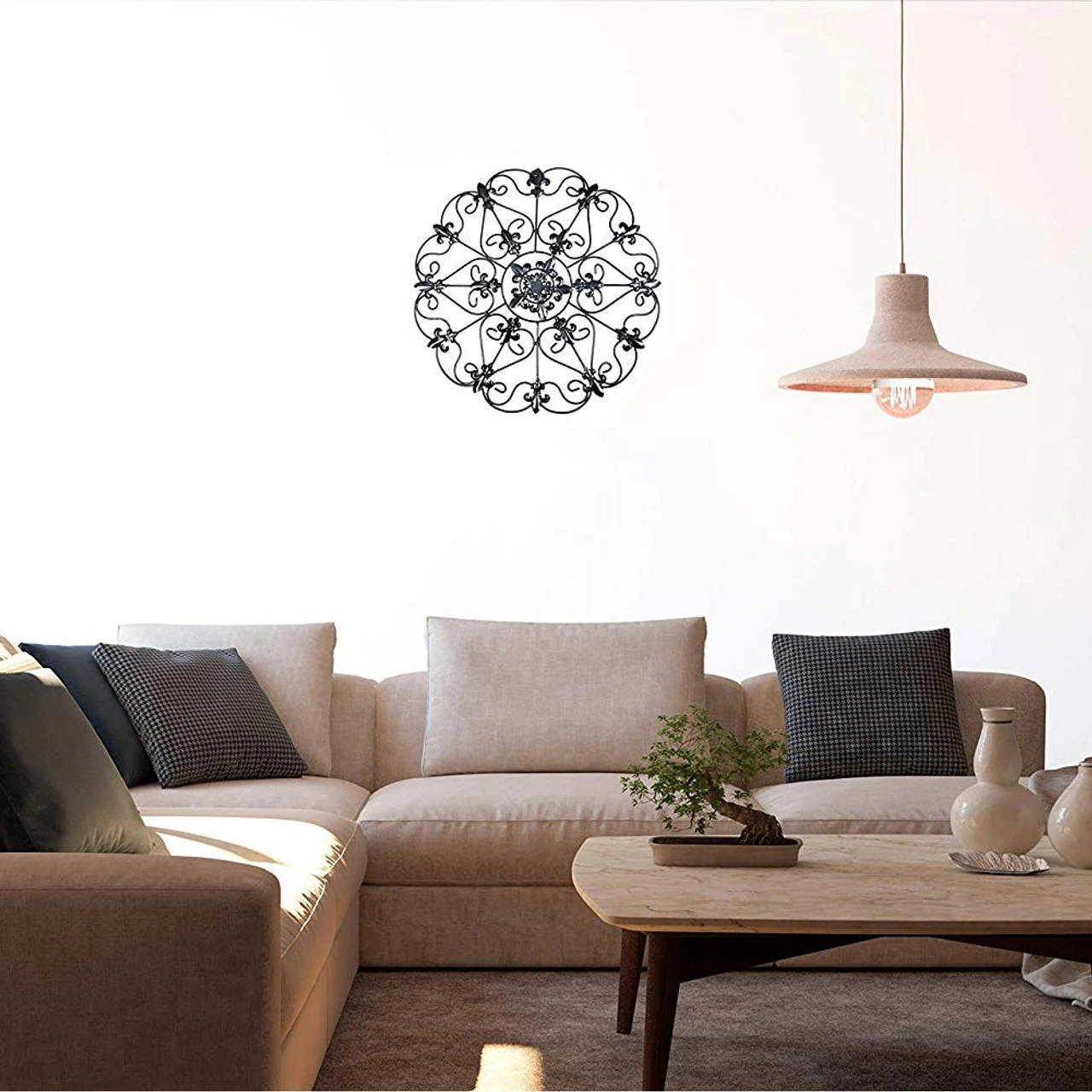 Elegant Round Fleur De Lis Medallion Scrollwork Wall Decoration 4 Elegant Round Fleur De Lis Medallion Scrollwork Wall Decoration - Image 2