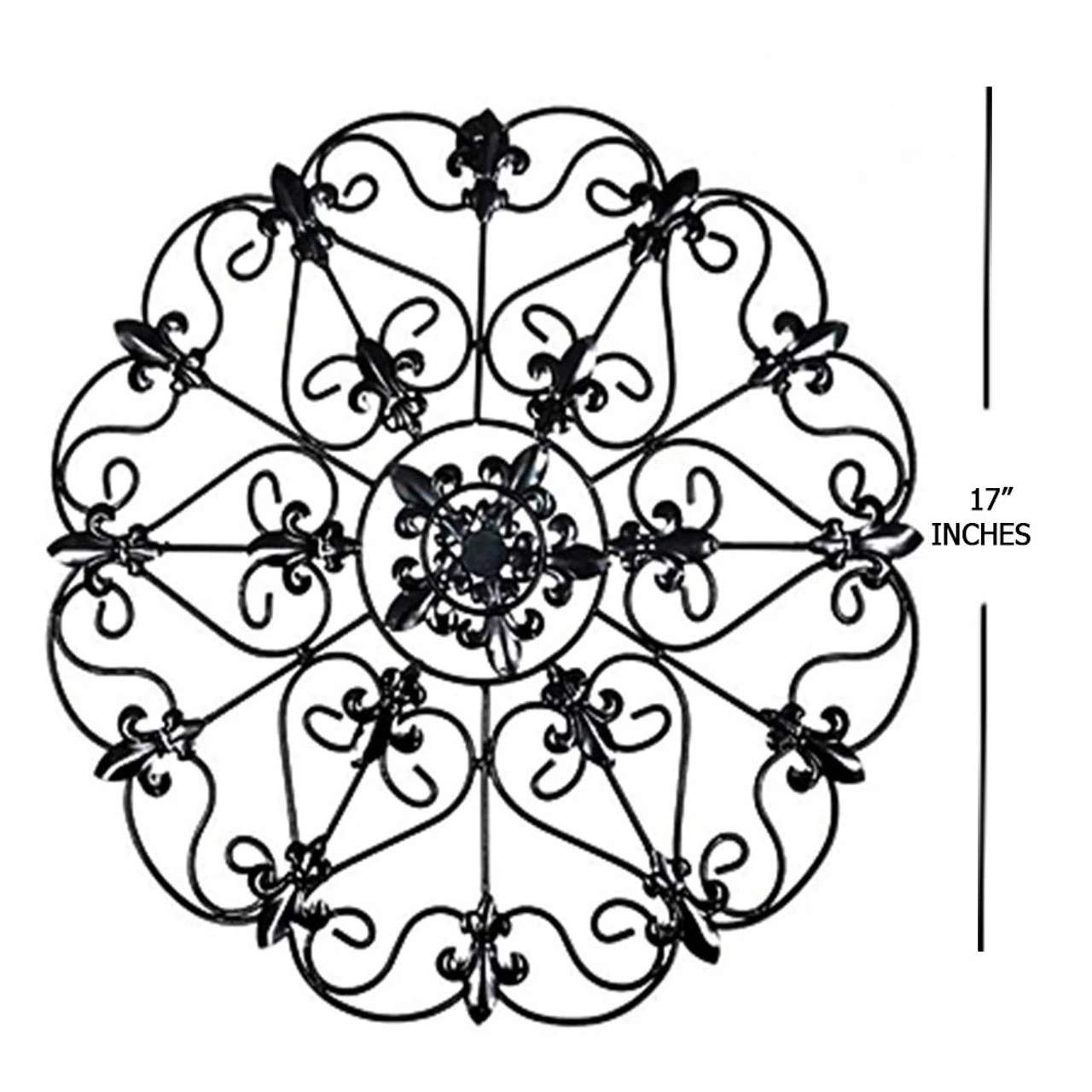 Elegant Round Fleur De Lis Medallion Scrollwork Wall Decoration 5 Elegant Round Fleur De Lis Medallion Scrollwork Wall Decoration - Image 3